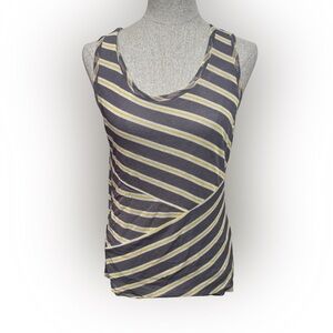 Lynn Ritchie SILVER brands Striped Gray and Yellow Women's Top. Sz L
